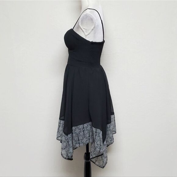 AMERICAN Eagle Outfitters Black Spaghetti Strap Corset Asymmetric Trapeze Dress - Picture 7 of 14